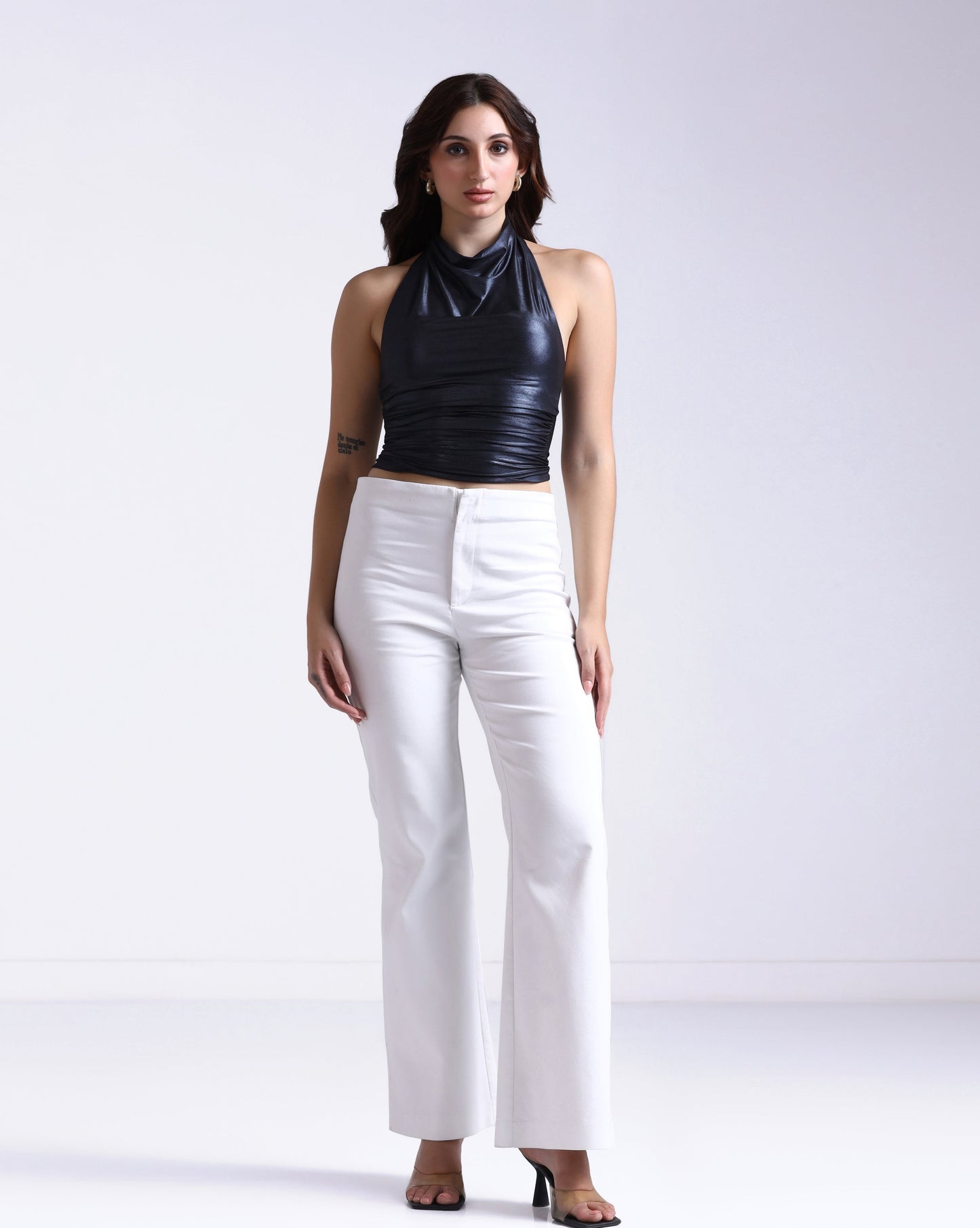 Blue Drape Halter Top