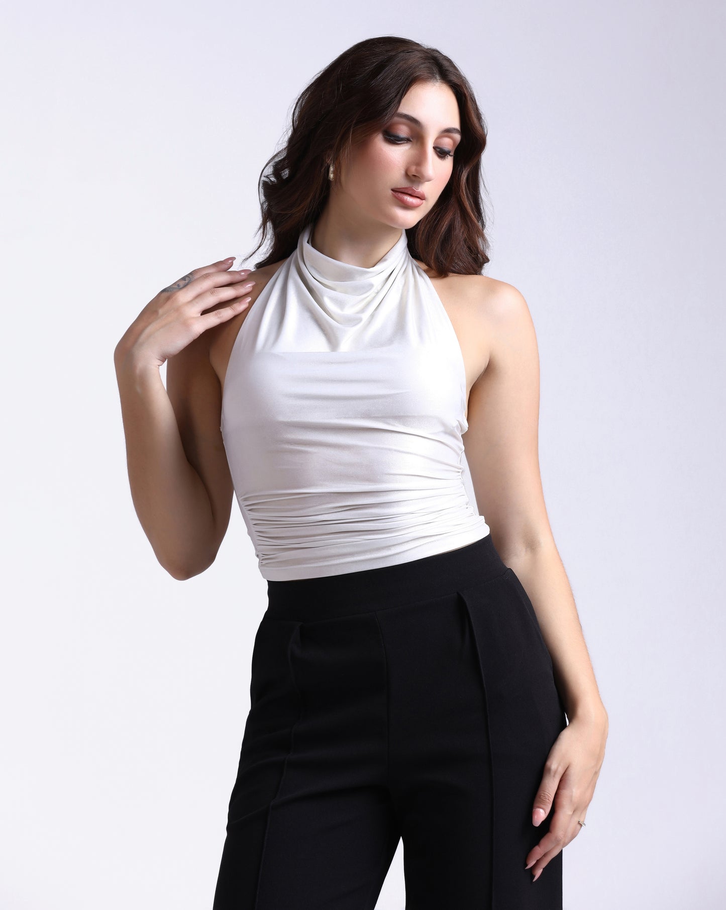 Ivory Drape Halter Top
