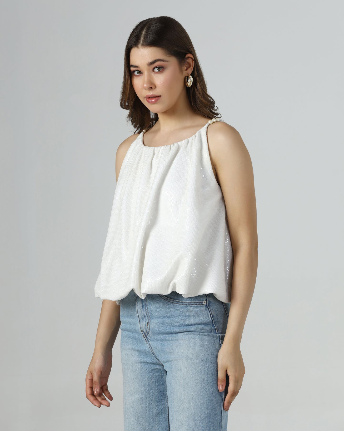Pearl Sequin Balloon Top