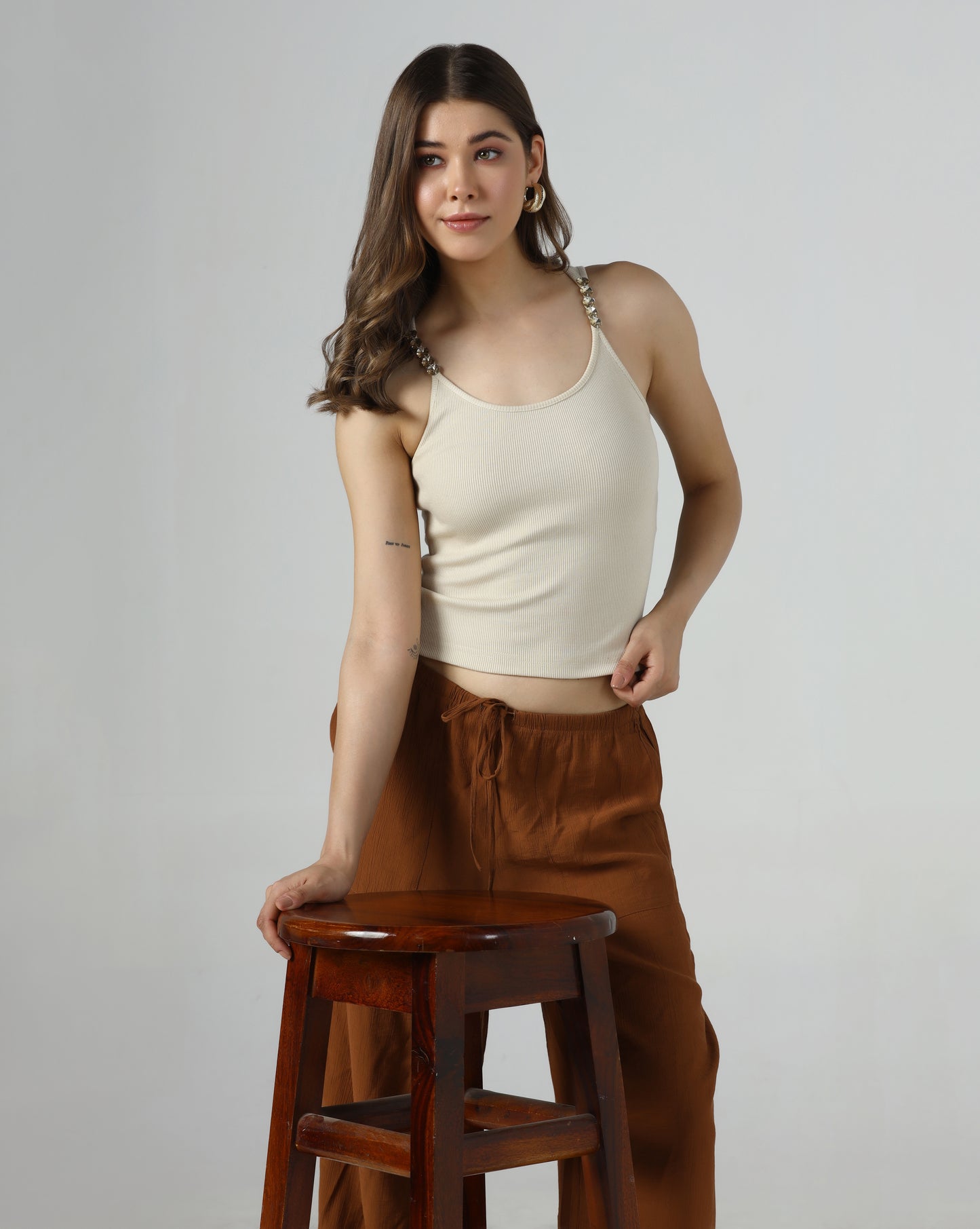 Embellished Strap Rib Tank