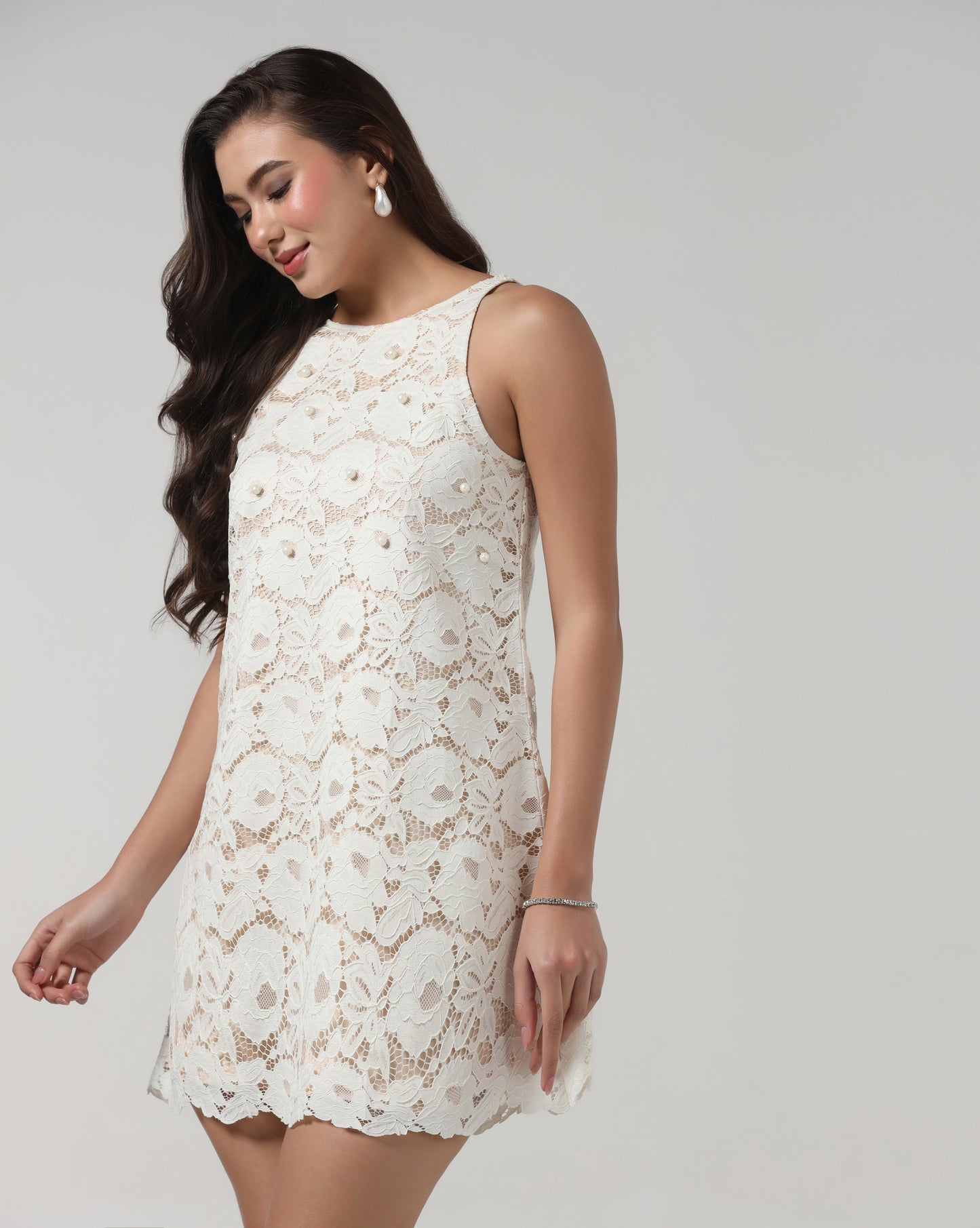 Ivory Pearl Lace Dress