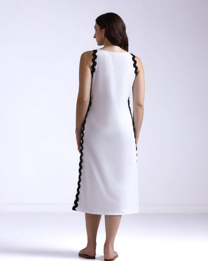 Contrast Trim Midi Dress