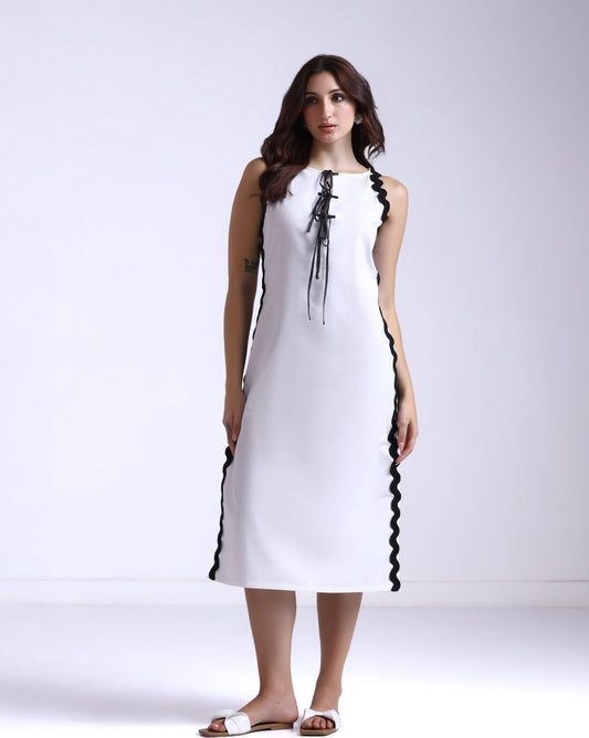 Contrast Trim Midi Dress