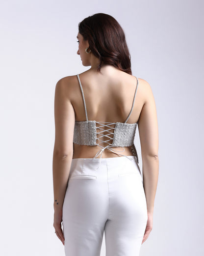 Sequin Ivory Denim Top