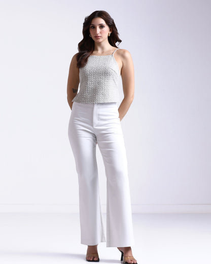 Sequin Ivory Denim Top
