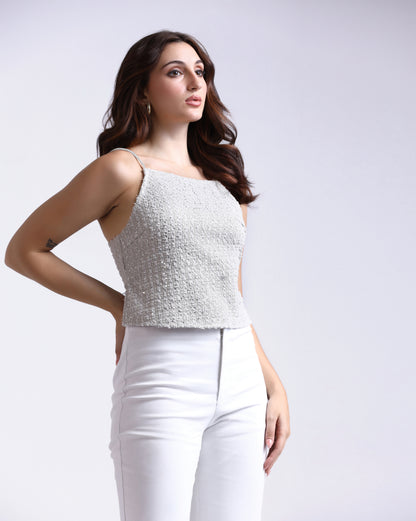 Sequin Ivory Denim Top