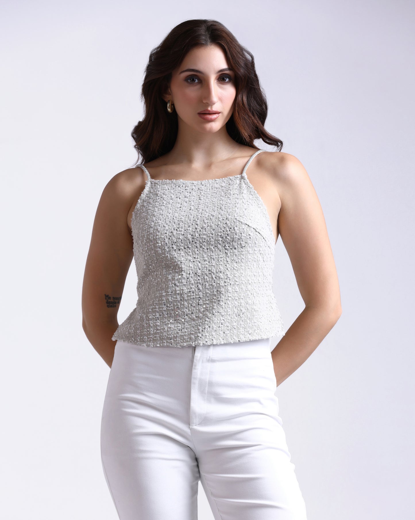 Sequin Ivory Denim Top