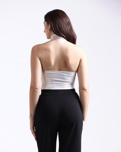Ivory Drape Halter Top