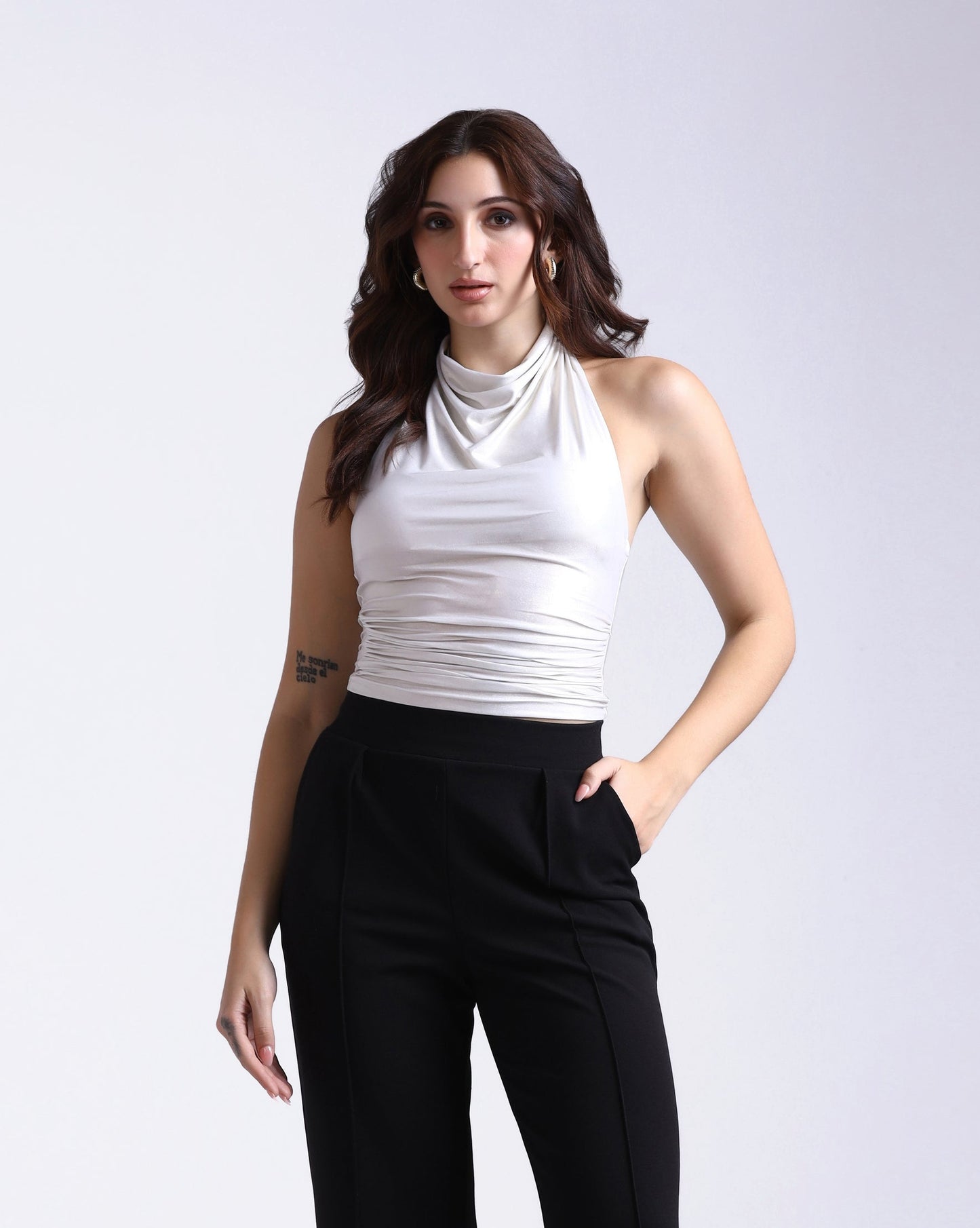 Ivory Drape Halter Top