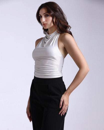 Ivory Drape Halter Top