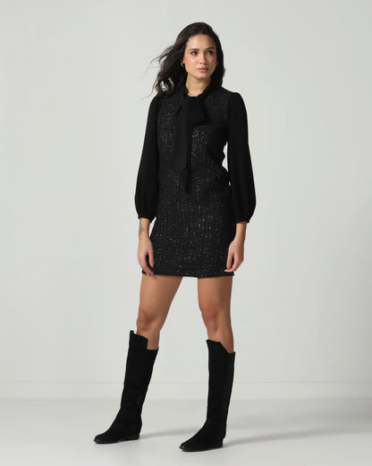 Midnight Shimmer Bow Dress