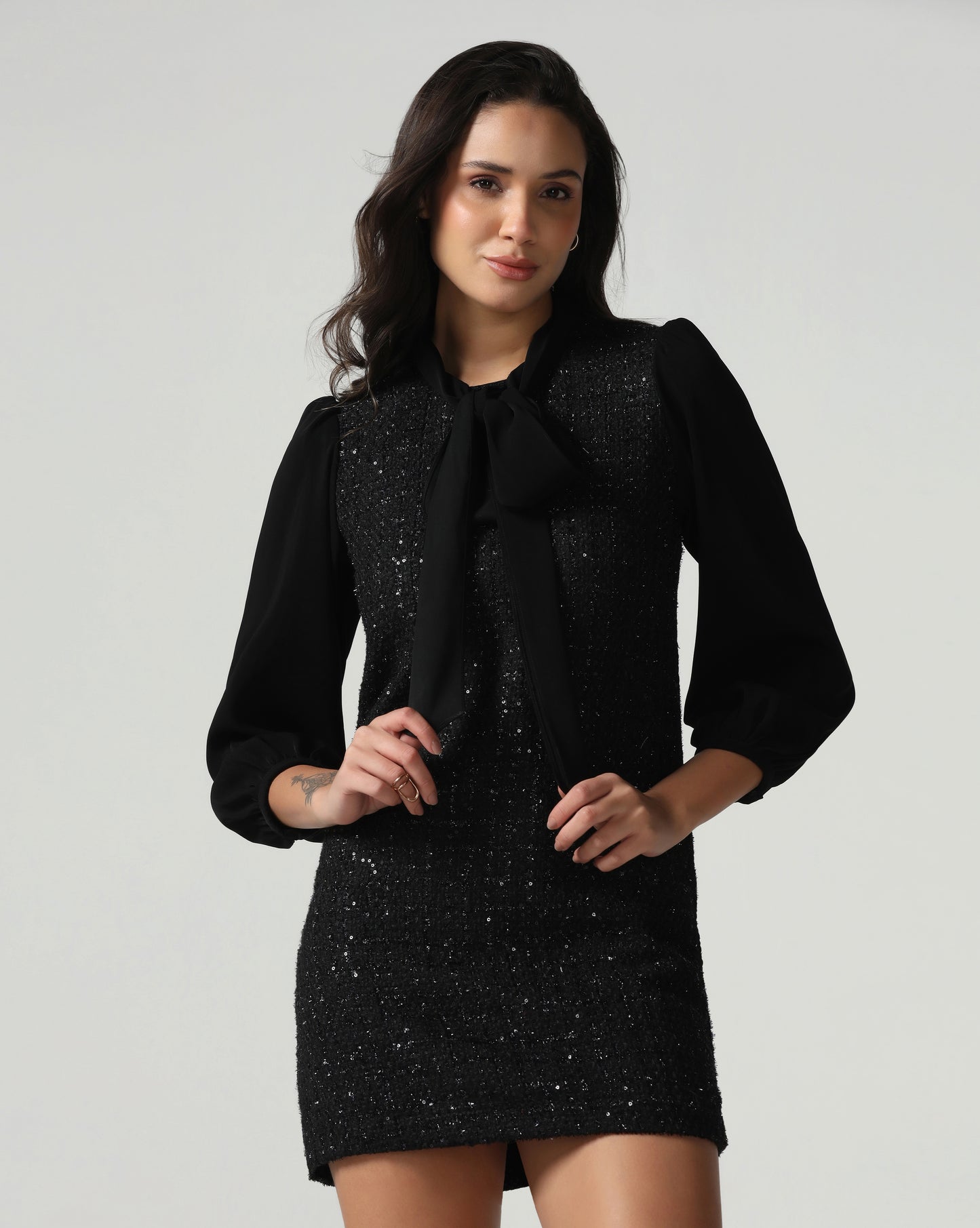 Midnight Shimmer Bow Dress