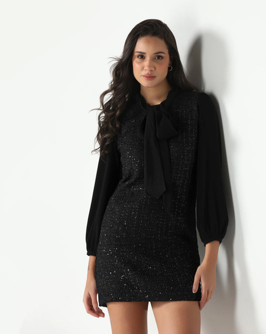 Midnight Shimmer Bow Dress
