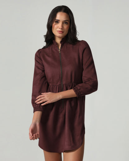 Mulberry Suede Zip-Up Dress