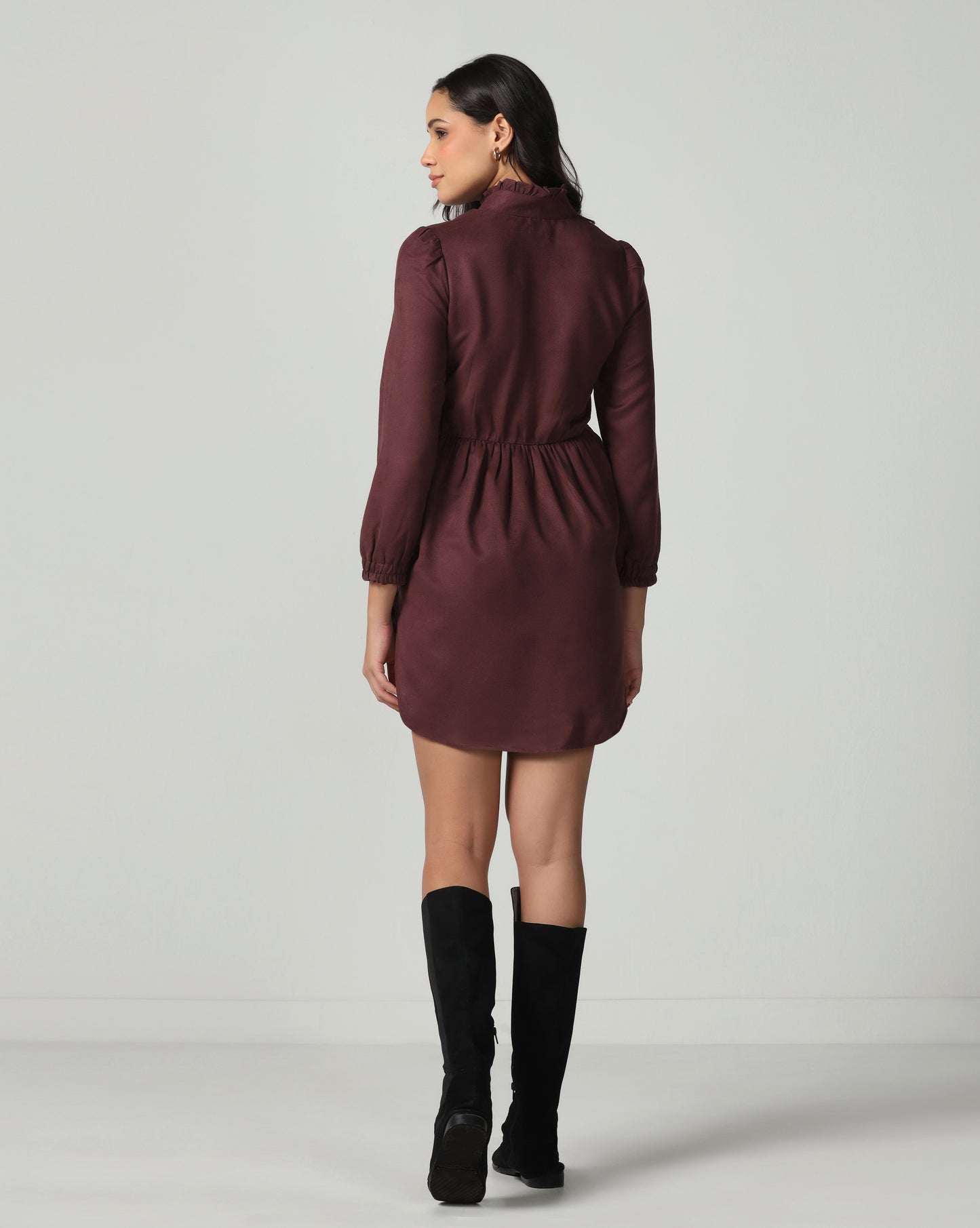 Mulberry Suede Zip-Up Dress