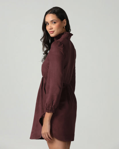 Mulberry Suede Zip-Up Dress