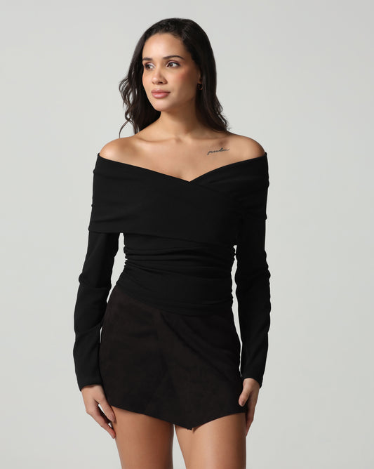 Cross-Front Off Shoulder Top
