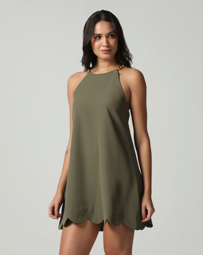 Olive Scallop Dress