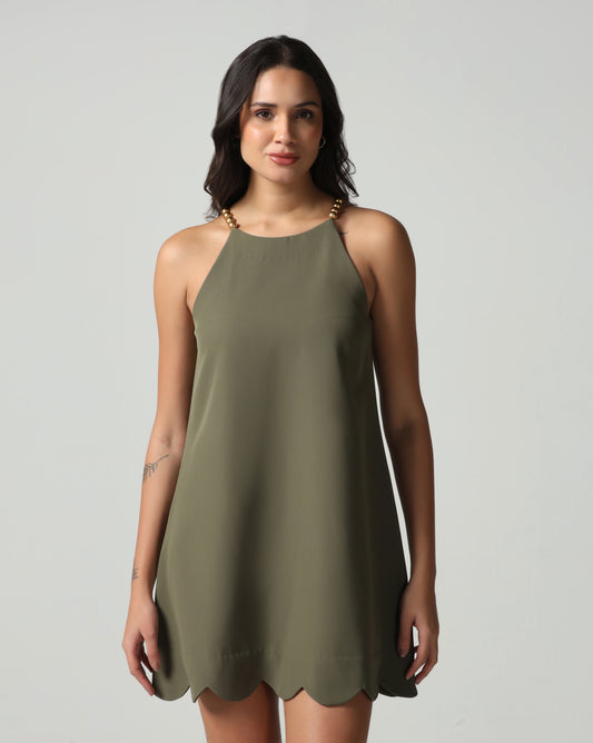 Olive Scallop Dress