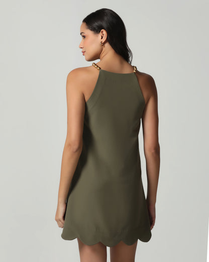 Olive Scallop Dress