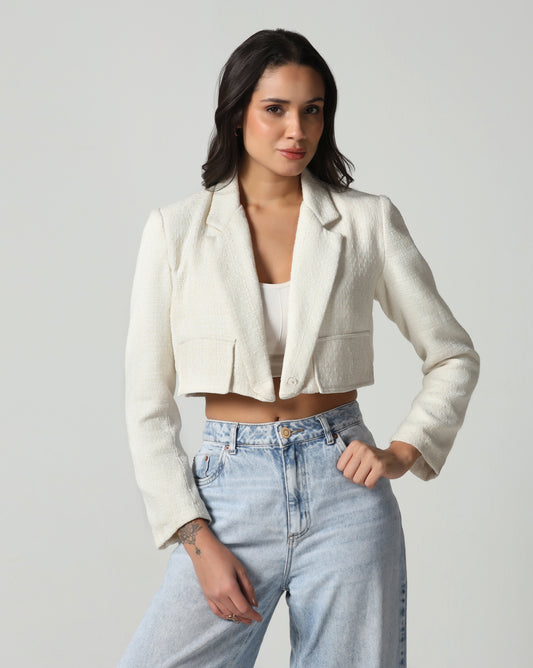 Pearl Tweed Crop Jacket