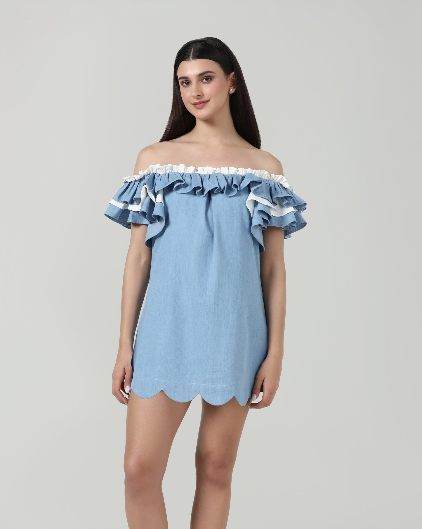 Denim Ruffle Dress