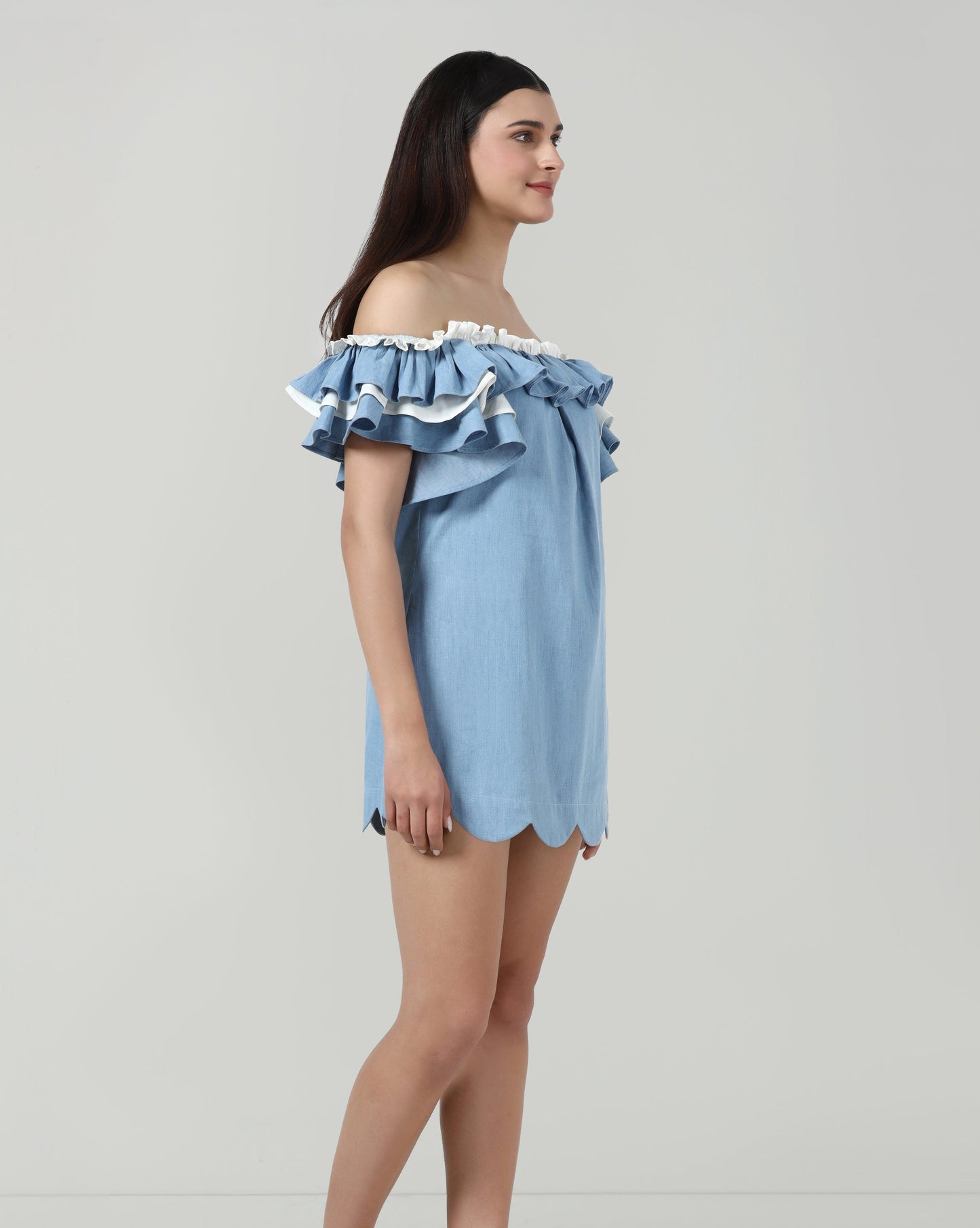 Denim Ruffle Dress