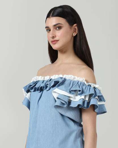 Denim Ruffle Dress