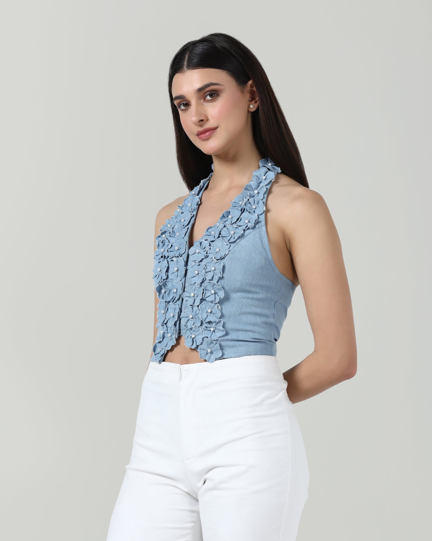 Denim Petal Waistcoat