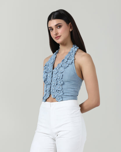 Denim Petal Waistcoat