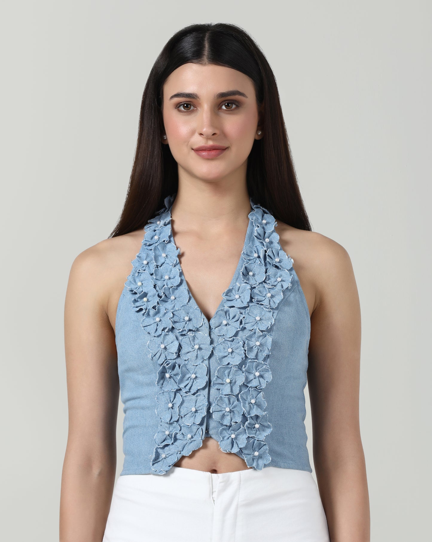 Denim Petal Waistcoat