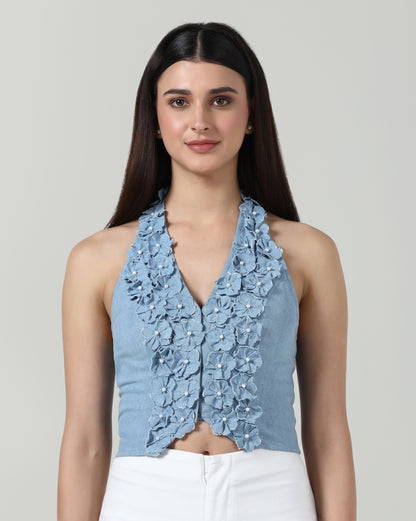 Denim Petal Waistcoat