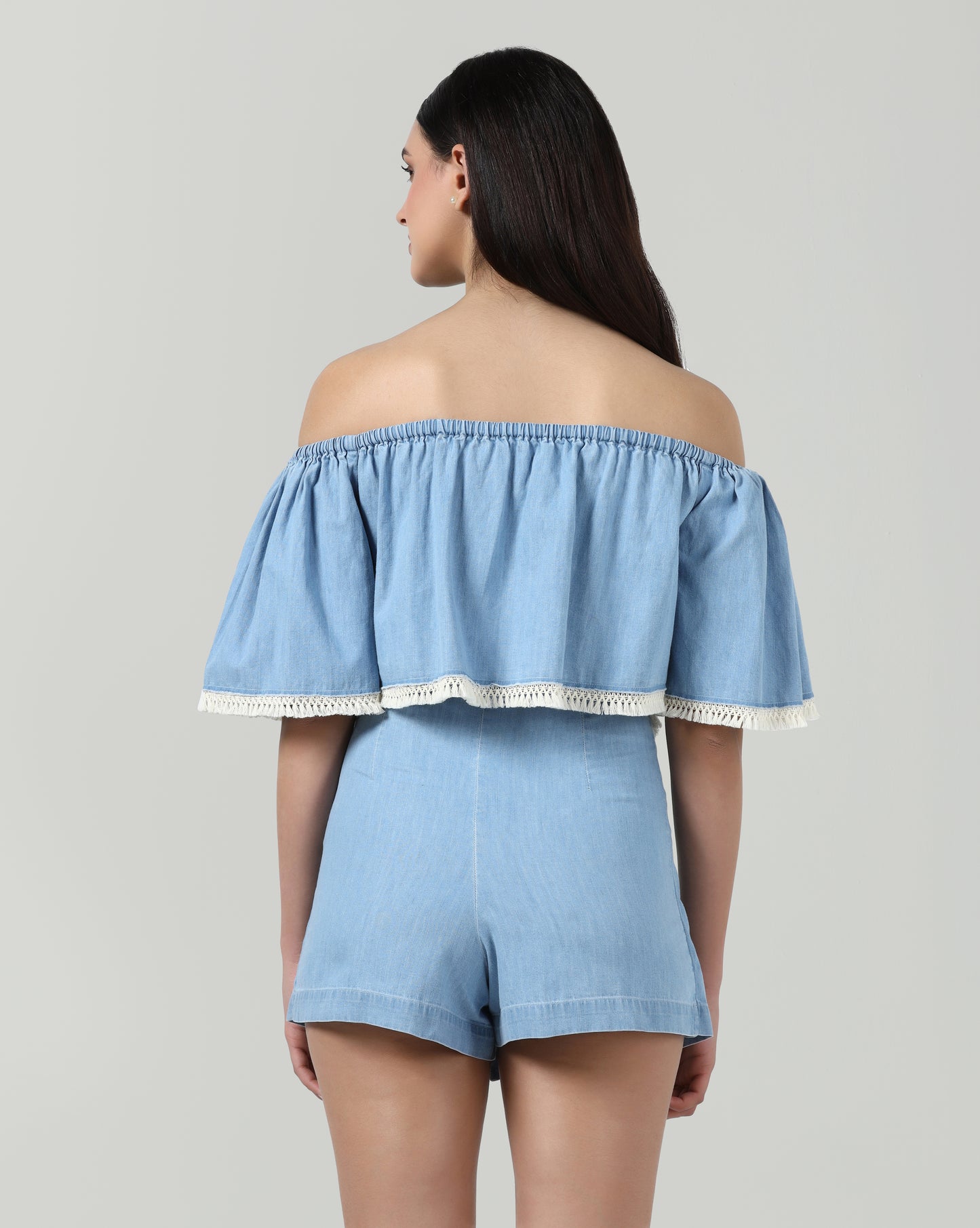 Denim Lace Trim Top
