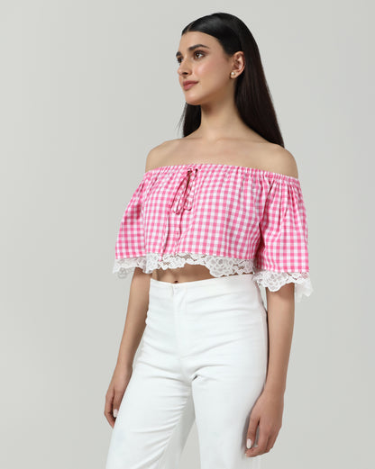 Blush Lace Trim Top