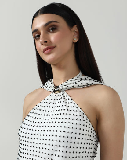 Polka Dobby Scarf Top