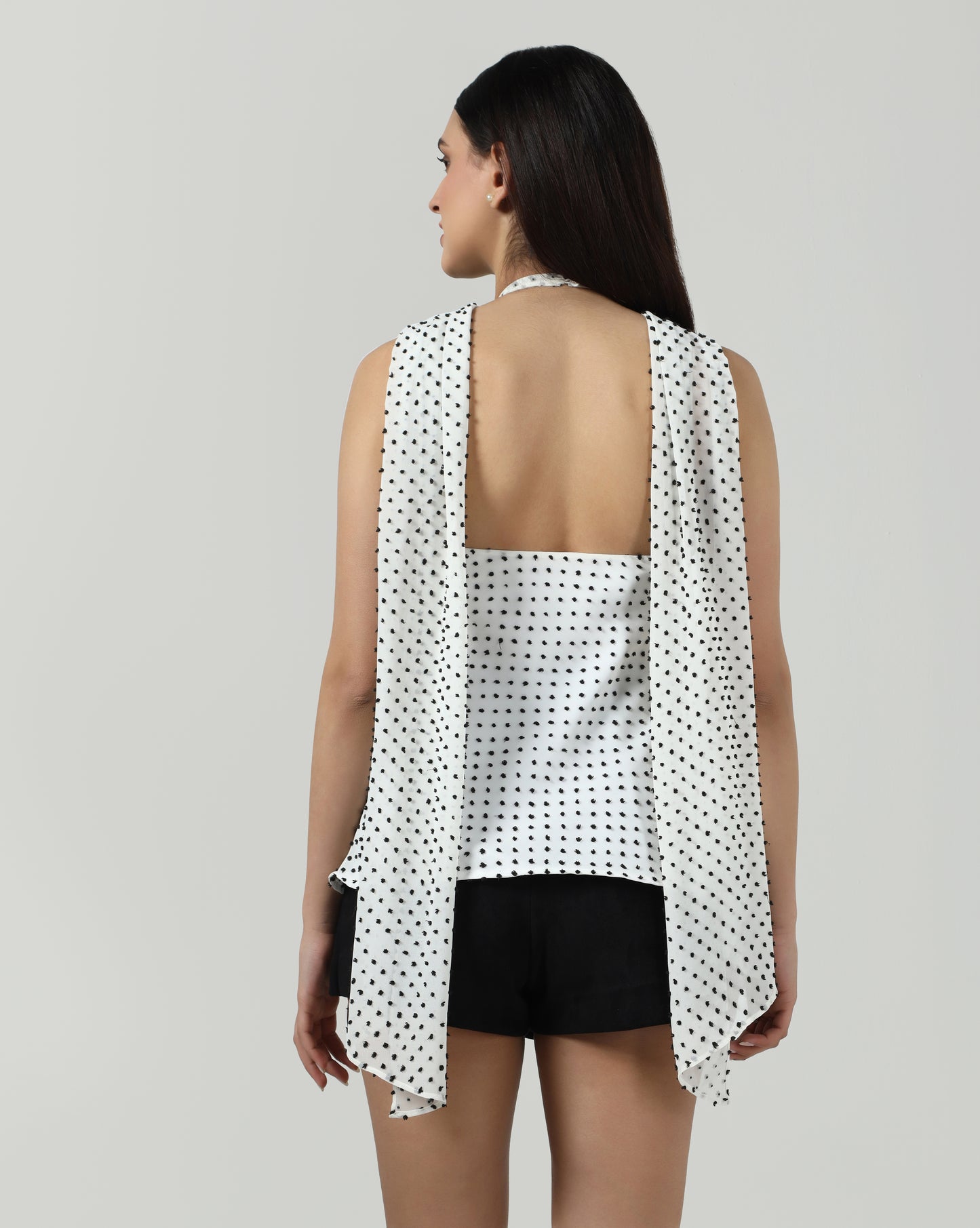 Polka Dobby Scarf Top