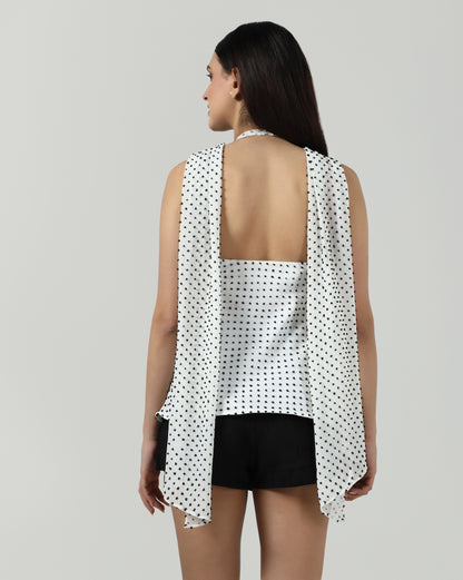 Polka Dobby Scarf Top