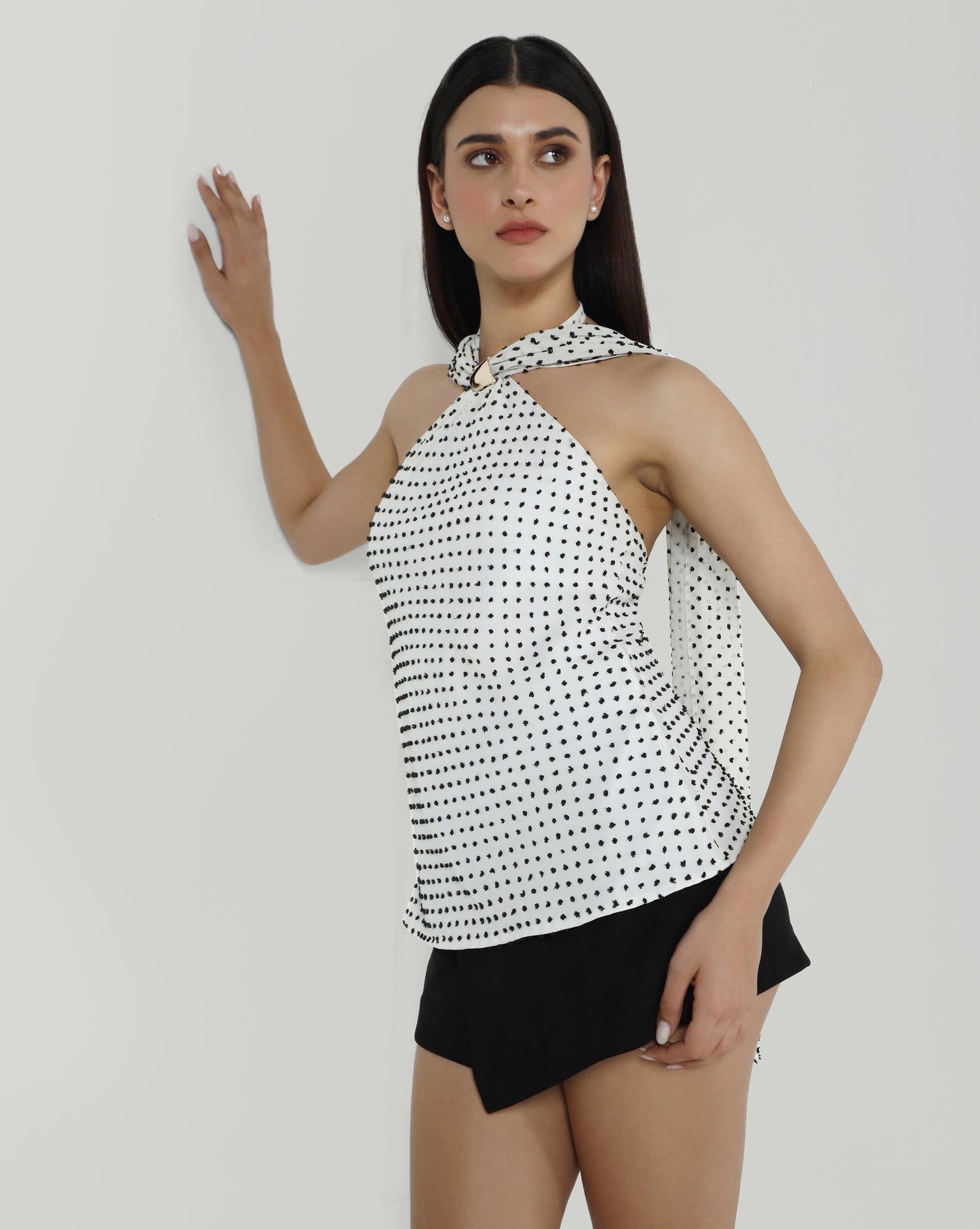 Polka Dobby Scarf Top