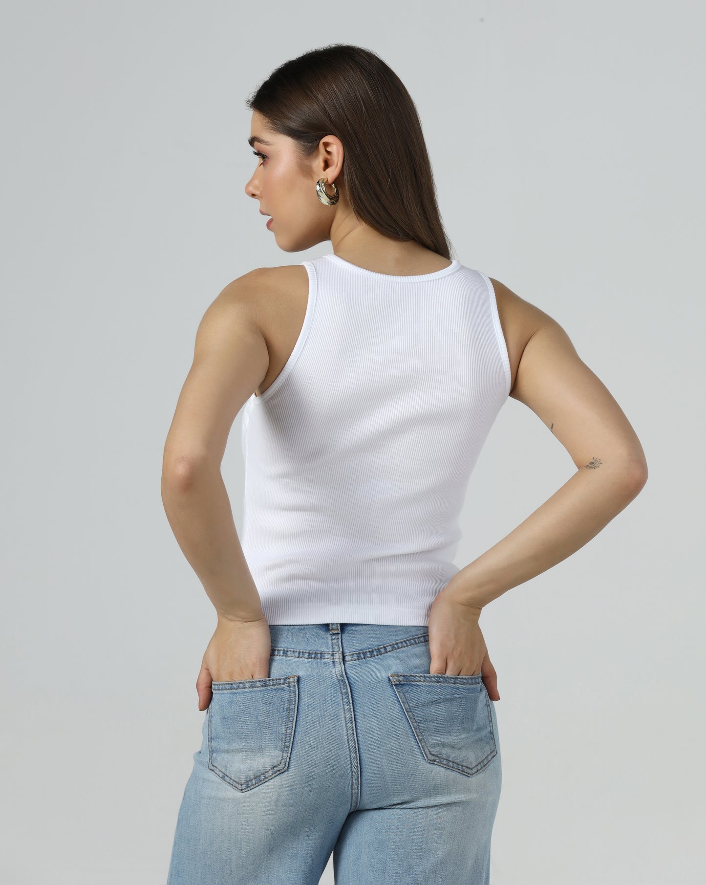 Stone Cutout Ribbed Tank