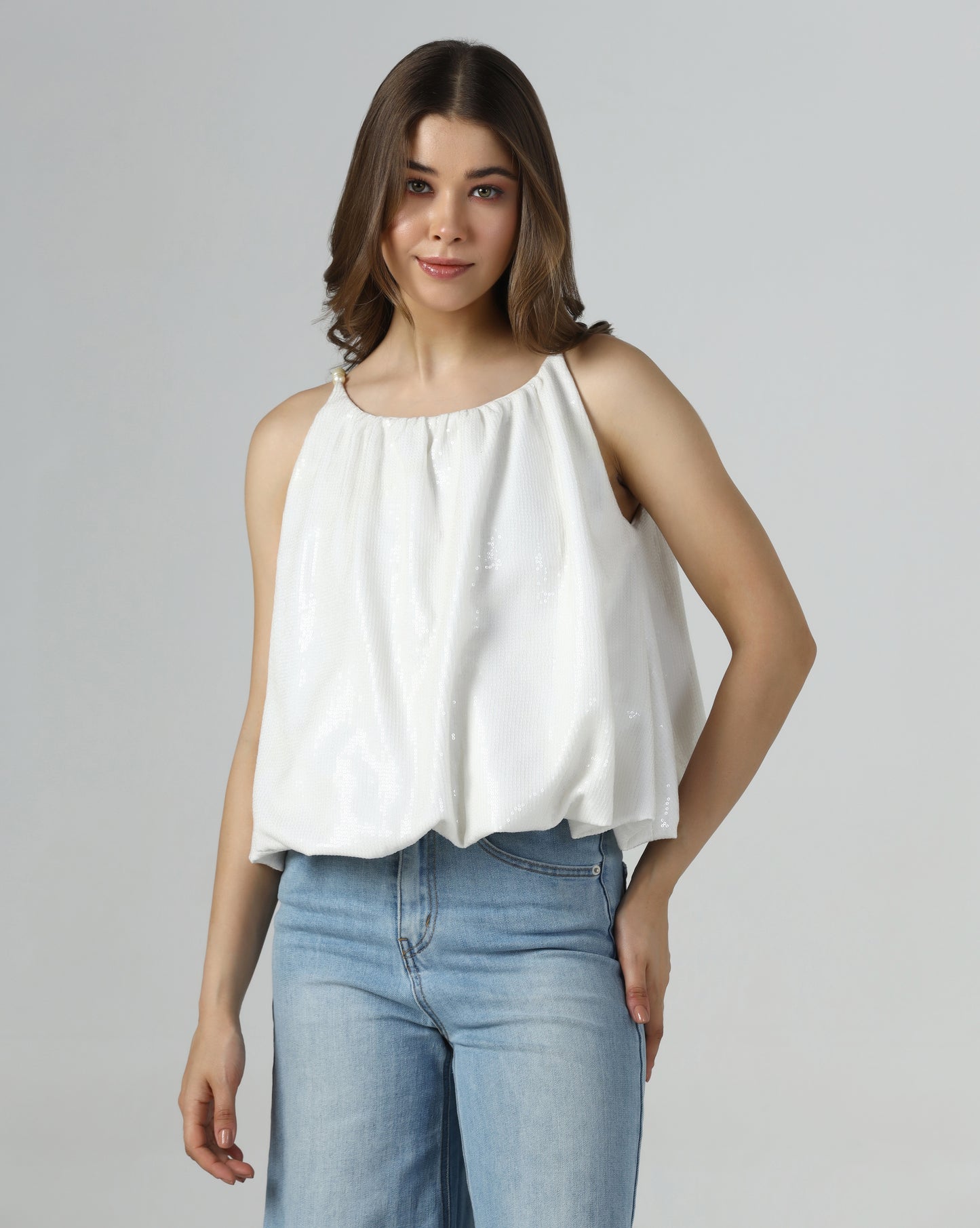Pearl Sequin Balloon Top