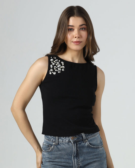 Embellished Open Back Tank
