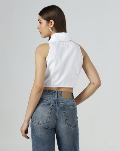 Embellished Cropped Vest Top