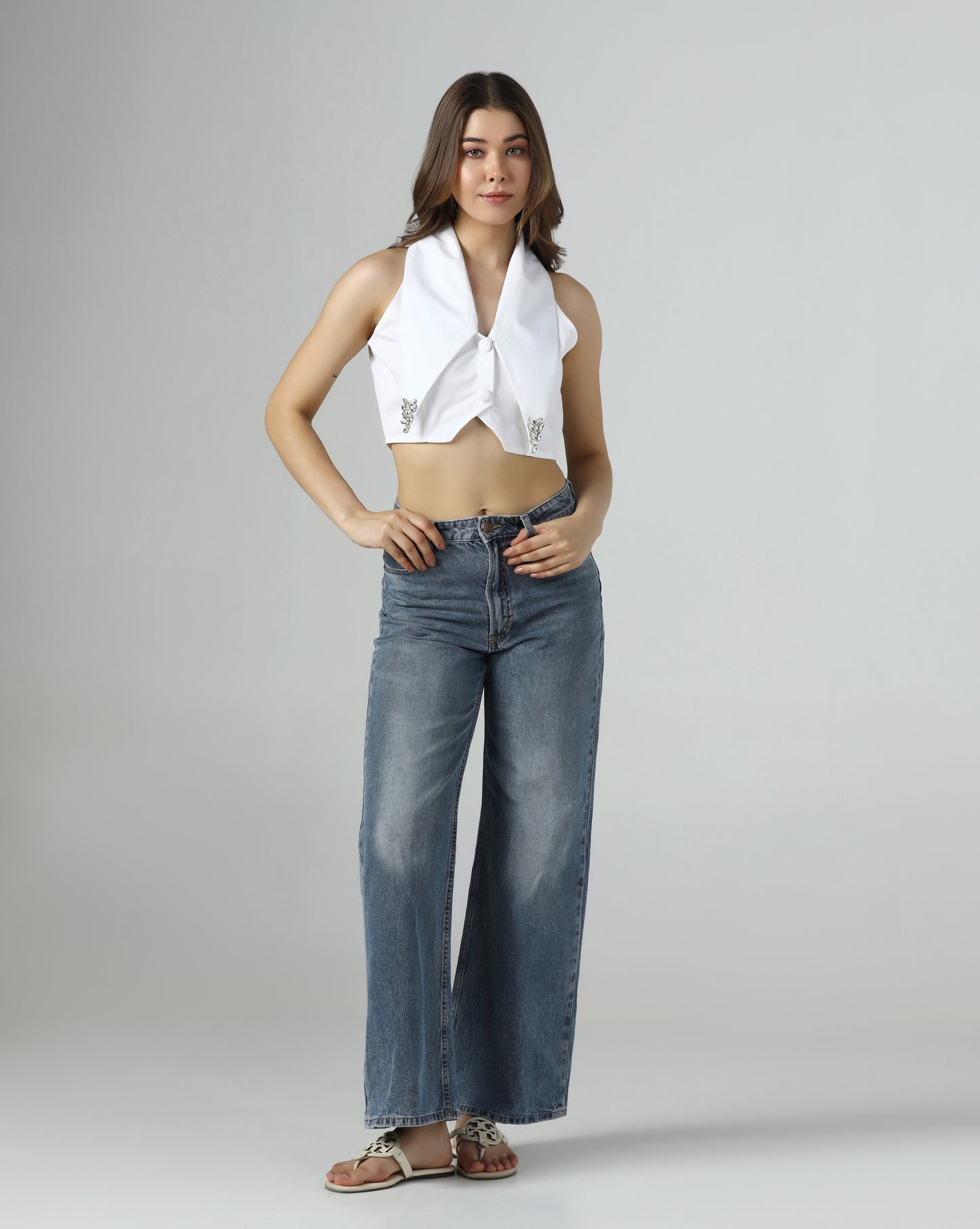 Embellished Cropped Vest Top