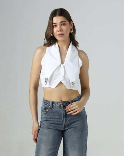Embellished Cropped Vest Top