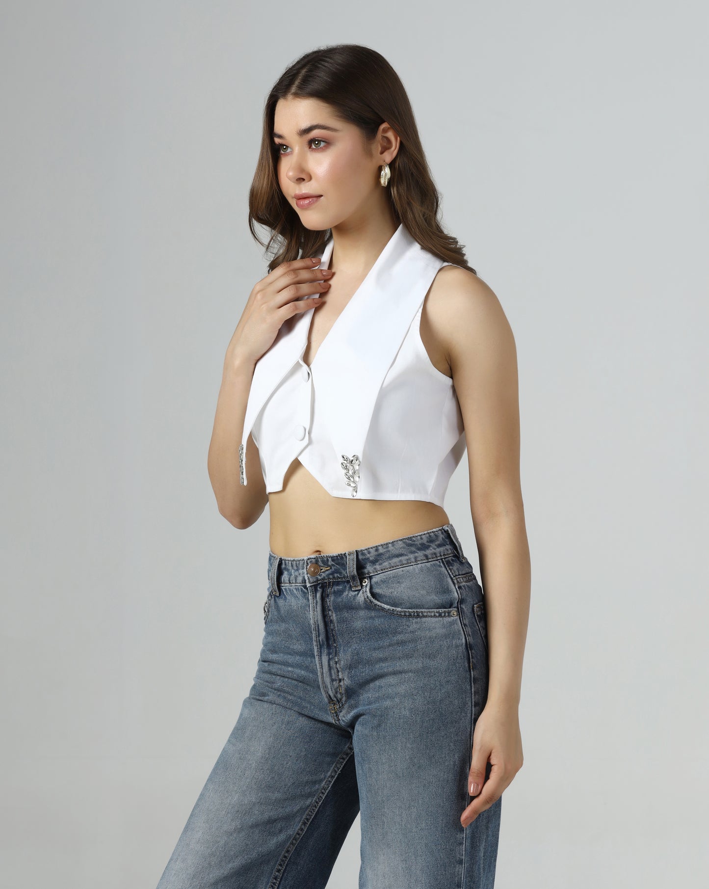 Embellished Cropped Vest Top