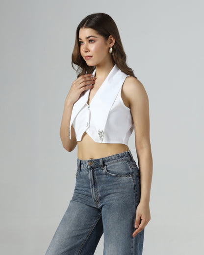 Embellished Cropped Vest Top
