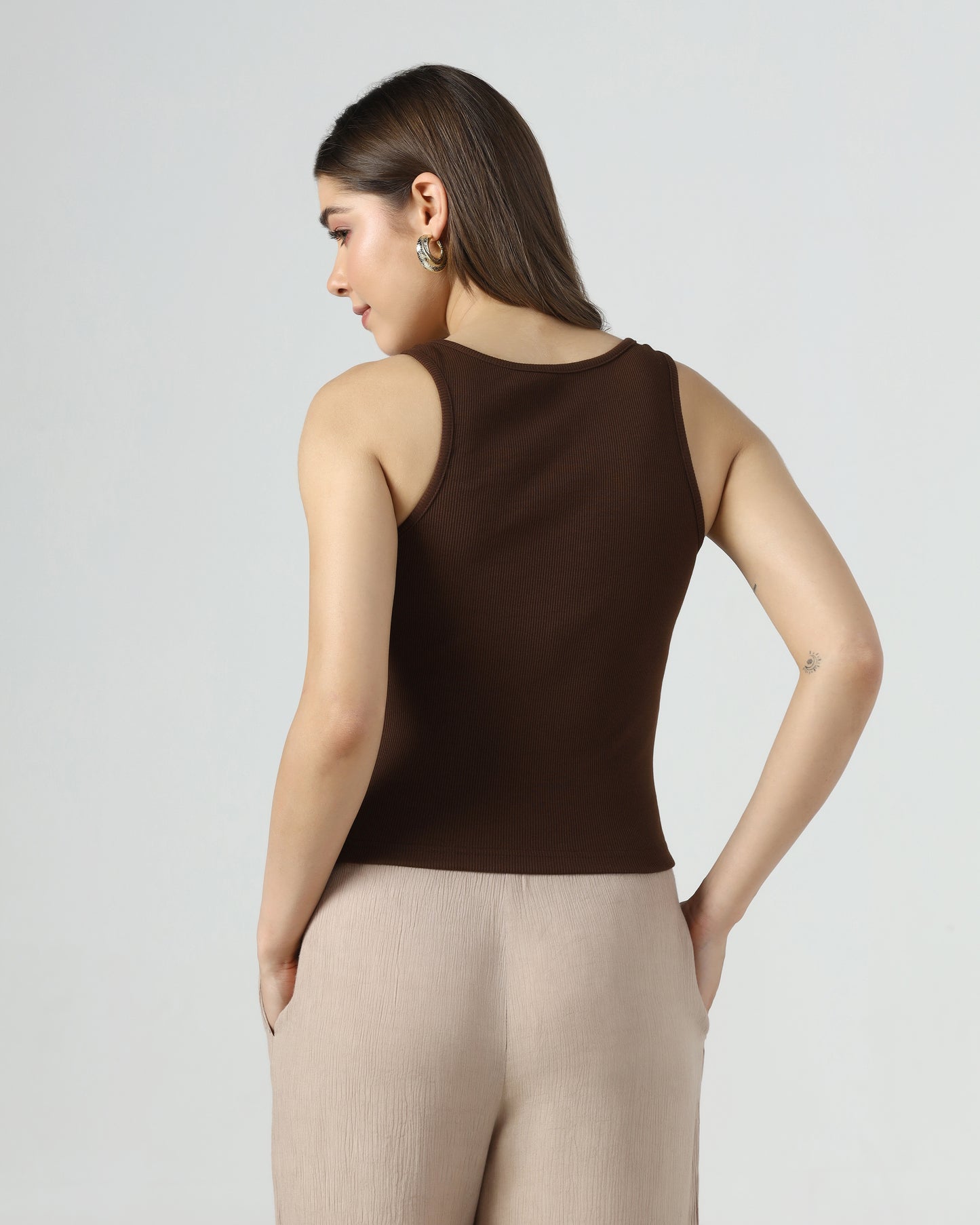 Crystal Strap Rib Tank