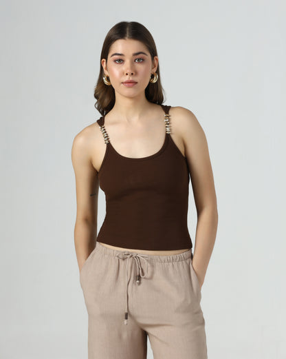 Crystal Strap Rib Tank