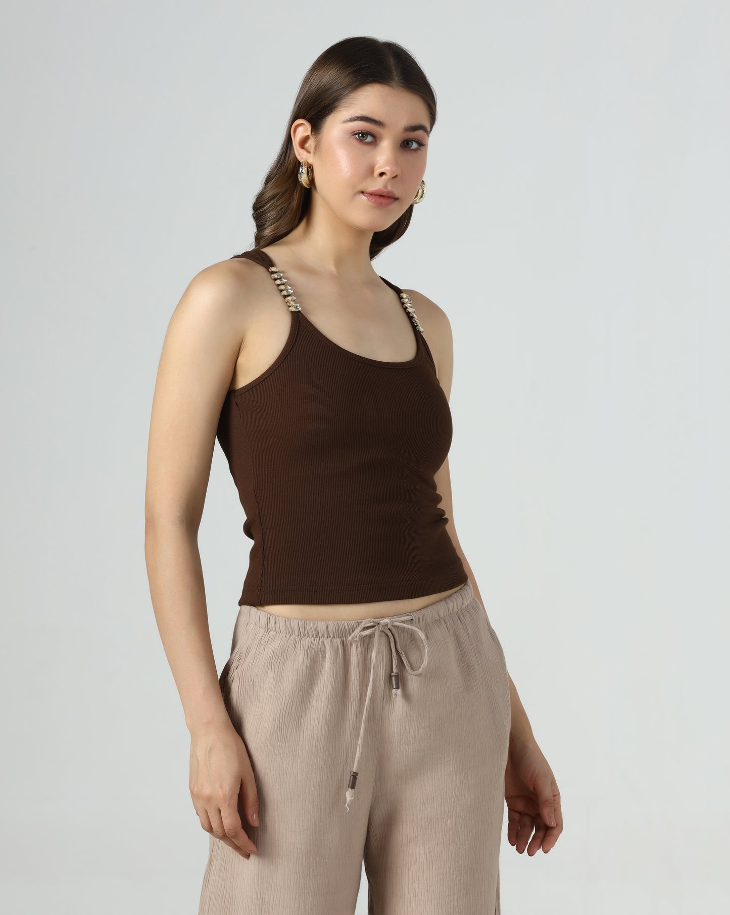 Crystal Strap Rib Tank