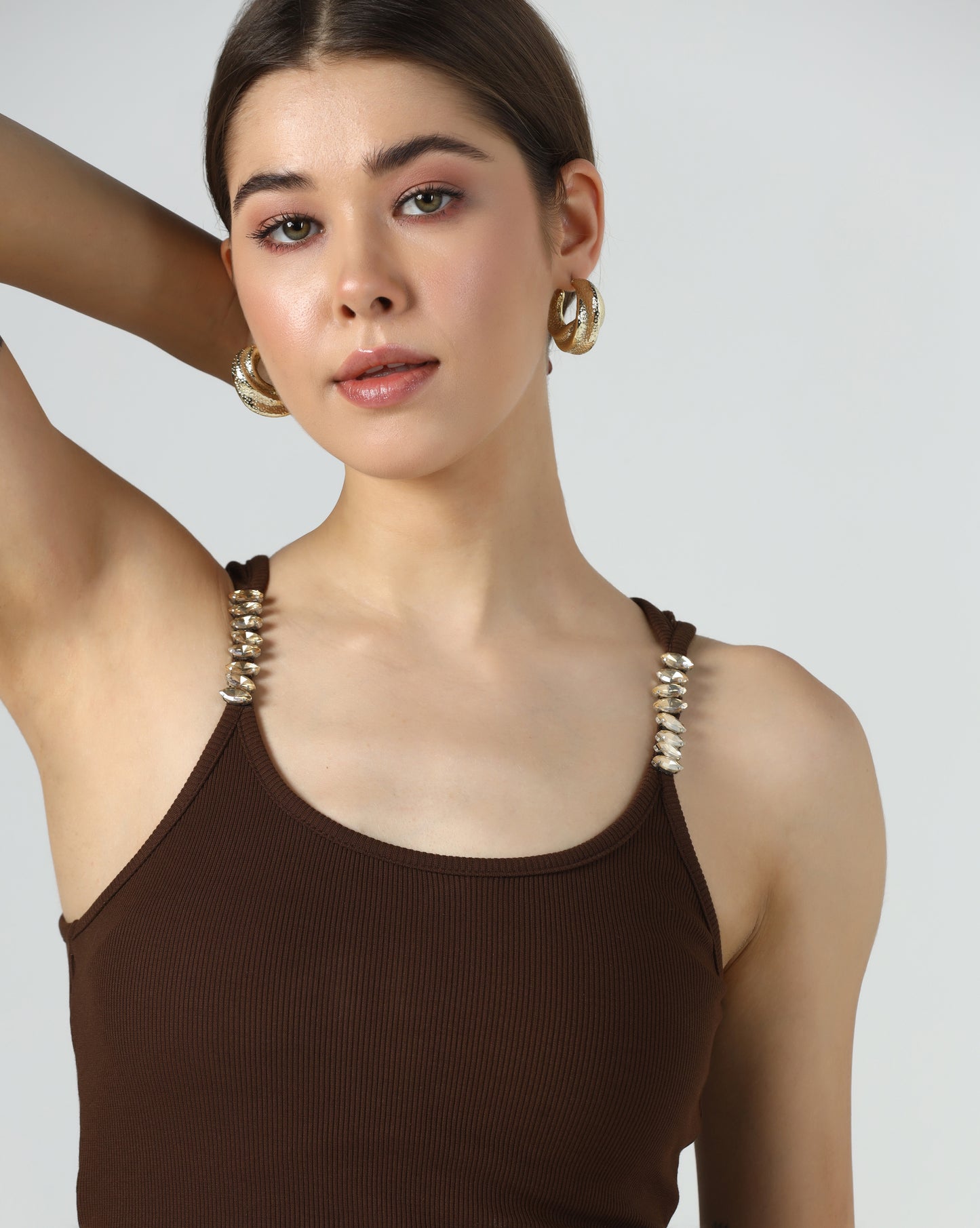 Crystal Strap Rib Tank